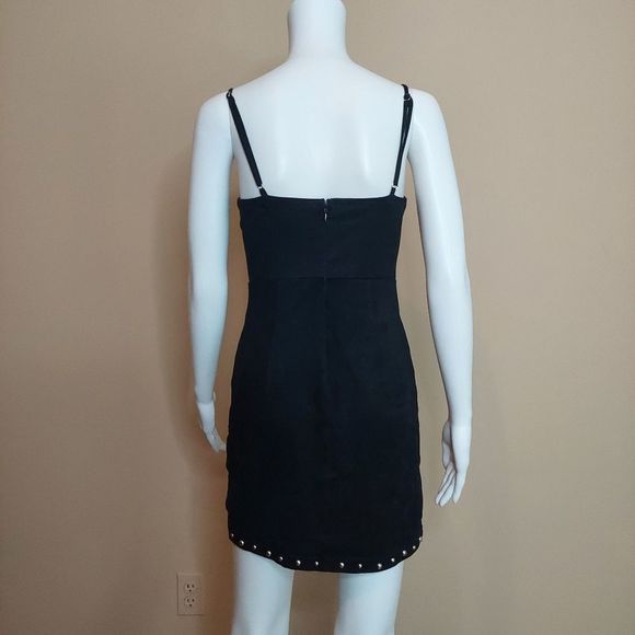Forever 21 Black Faux Suede Bustier Style Bodycon Mini Dress w/Studs Small NWT - Picture 4 of 10
